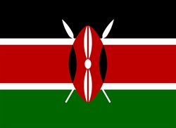 [ai] The flag of Kenya, featuring horizontal stripes of black, red, and white with a green stripe at the bottom. A traditional shield and two crossed spears are centered on the red stripe.